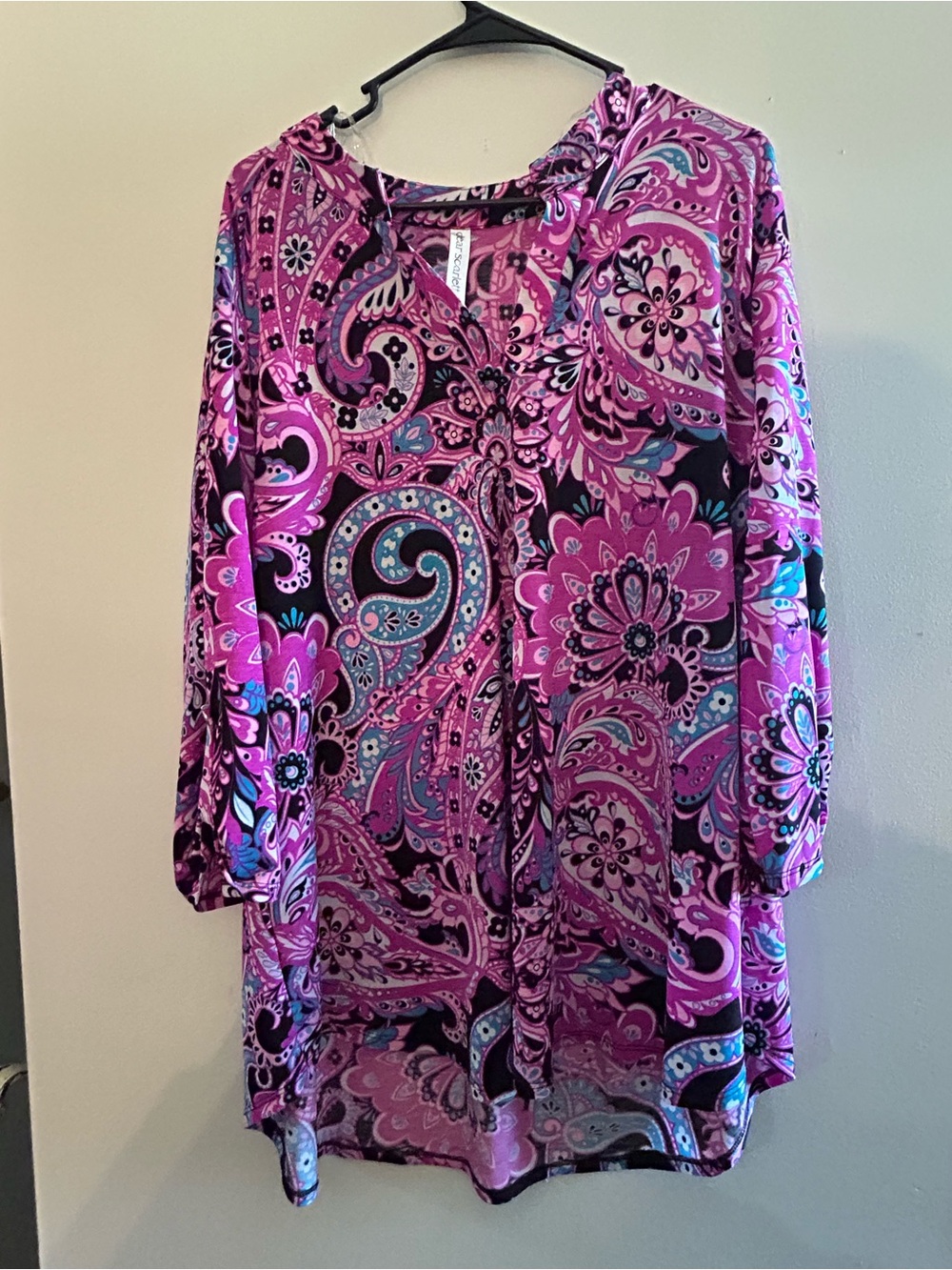 Paisley Tunic Blouse in Pink and Purple